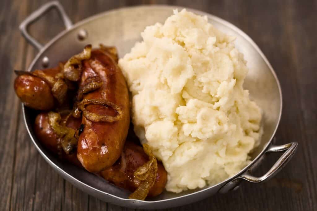 English pub grub bangers and mash