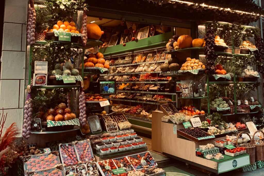 Green grocers store in the concept of local shops and markets in Hendon.